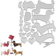 Stanzformen mit Dackelmotiv, Stanzformen aus Kohlenstoffstahl für Hunderahmen zum Basteln von Karten, Scrapbooking und Prägen – Kompatibel mit