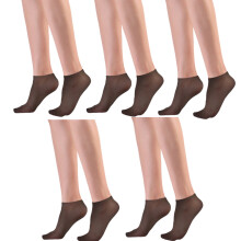 5 par supertransparente nylonstrømper for kvinner lette, gjennomsiktige, lavt utskårne, korte båtsokker med elastiske mansjetter