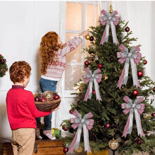 Grote kerststrik van 41 cm (16,1 inch) - Rode stoffen feeststrik, geschikt voor kerstboomversiering, kransen, cadeauverpakking en kerstdecoratie in