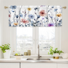 51x17 Inch Short Curtains Multicolor Light Filtering Stain Resistant Decor Rod Pocket Bohemian Polyester Curtain Sets for Kitchen Windows