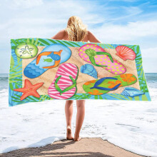 Sneldrogende microvezel strandhanddoek, lichtgewicht en zacht, tropische print, 70 x 152 cm, voor volwassen mannen – geschikt voor alle strand- en