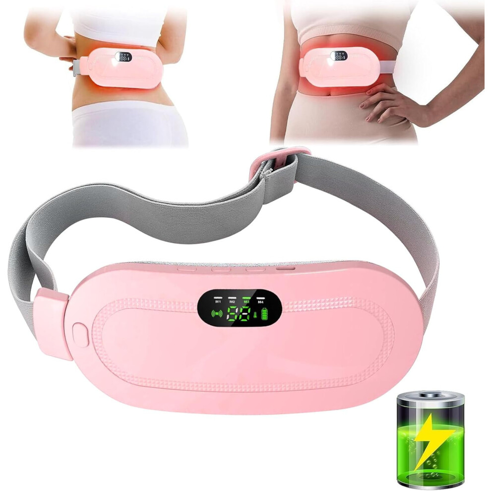 Pink Portable Cordless Heating Massage Pad, Compatible With Cramp & Endometriosis Relief, Fast-Heating Belly Wrap Belt For Women Â