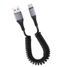 Cábla Coiled USB go USB C Intarraingthe Corda Muirir Thapa Cábla Muirir Intarraingthe Cáblaí Fad Solúbtha do Ghutháin
