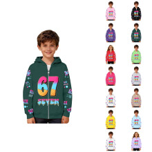 Sudadera con capucha y cremallera de manga larga con estampado de dibujos animados para niños, estilo deportivo, para ropa informal infantil.