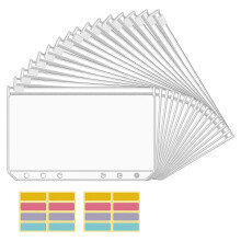 16PCS A6 Binder Pockets 6 Holes Budget Cash Envelopes Clear Zipper Folders for 6-Ring Budget Bi 4626