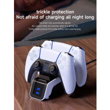 Stáisiún Luchtaithe Rialaitheora PS5 – Duga Dúbailte do DualSense & Edge, Muirear Tapa 2.5U, Táscaire LED, Cosaint Chliste, Dubh