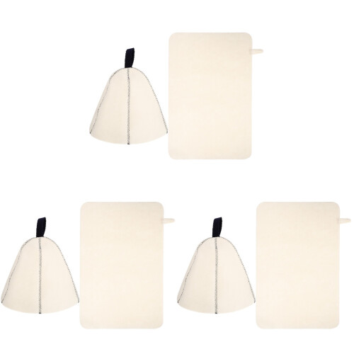 3Ensembles Bonnet Douche Feutre Bleu Sauna Bain