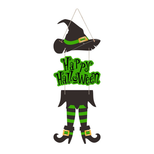 Πινακίδα Πόρτας με Στεφάνι Μάγισσας για το Halloween – Ξύλινη Διακόσμηση Βεράντας με