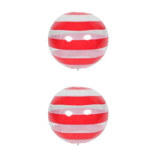 2Pcs Red Inflatable Pool Beach Ball with Vibrant Stripes Design