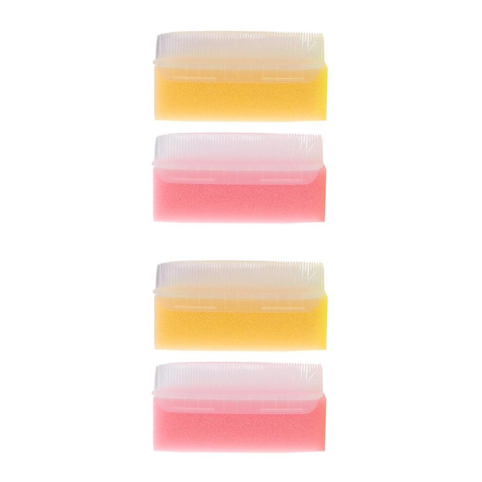 Happyyami 4Pcs Compact Yellow Baby Sensory Sponge Bath Massage Brush