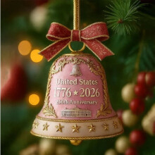 Sino da Liberdade de Natal em Acrílico - Decoração de Parede e Árvore de Natal 2D, Pingente Festivo Leve, Compatível com Árvores de Natal