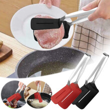 Spatulă cu clește de gătit din oțel inoxidabil, clemă multifuncțională pentru prăjit friptură, pește și grătar, ustensilă de bucătărie