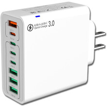 8-i-1 vanntett port USB hurtiglader, bærbar multiport stasjonær ladestasjon, smart sikker bærbar med flere porter, for hjemmekontorreiser
