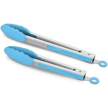 Set van 2 keukentangetjes, premium roestvrijstalen vergrendelbare tangen van 23 cm en 30 cm, gemaakt van siliconen, geschikt voor grillen,