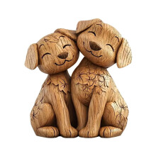 Pekkaxy Holzskulptur eines Katzenpaares, 2D-flache Schreibtischdekoration, einzigartiges Geschenk für Katzenliebhaber, auch für Zuhause und Büro