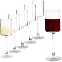 White Wine Glasses Set of 6, Clear Stemmed Wine Glasses for Party, Home, Restaurant Use, 9.5 oz Large Capacity