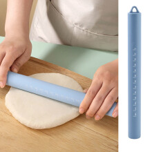Rodillo ergonómico de acero inoxidable con superficie de silicona de 25 cm (10 pulgadas) para hornear, pizza, pasteles y galletas – Compatible con