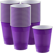 50 vasos de plástico desechables morados de 500 ml (16 oz) – Vasos resistentes para fiestas, bodas, Navidad y Halloween.