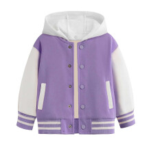 Boys Girls Keep Warm Long Sleeved Color Block Baseball Hooded Coat Top Fall Winter Clothes