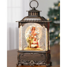 Lighted Musical Nativity Snow Globe Angel Decor, 6H Timer, Swirling Glitter, USB/Battery Operated – Compatible with Christmas Home Decor
