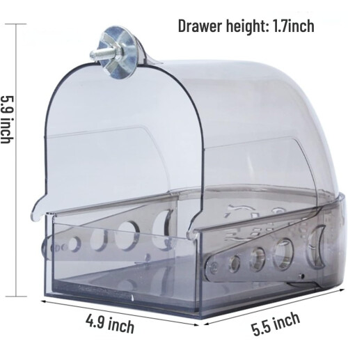 Bird Bath with Drawer Transparent Portable for Small Birds