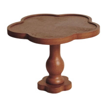 Rustic Scalloped Wood Cake Stand – High-Footed Serving Tray for Cupcakes, Cheesecake & Pastries, Farmhouse Kitchen Display