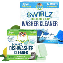 Eco Swirlz Washing Machine Cleaner with Bonus Eco Scrubz Dishwasher Cleaner Add 36 Count Deep Cleaning Tablets