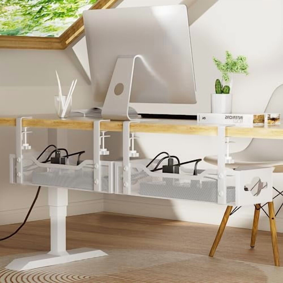 2-Pack Under Desk Cable Management Tray With Clamp, No-Drill & No-Damage Cord Organizer For Standing Desks, Compatible With Xxx 9193271058816