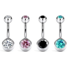 Belly Button Rings Set – 4pcs 14G Curved Barbell with CZ Top,10mm Hypoallergenic Belly Piercing Jewelry for Women