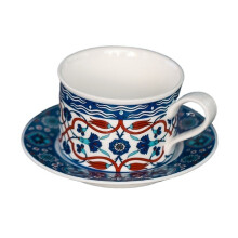 Hand Painted Ceramic Latte Art Coffee Cup Saucer Vintage Latte Cup Beautiful Mug Home Western Restaurant