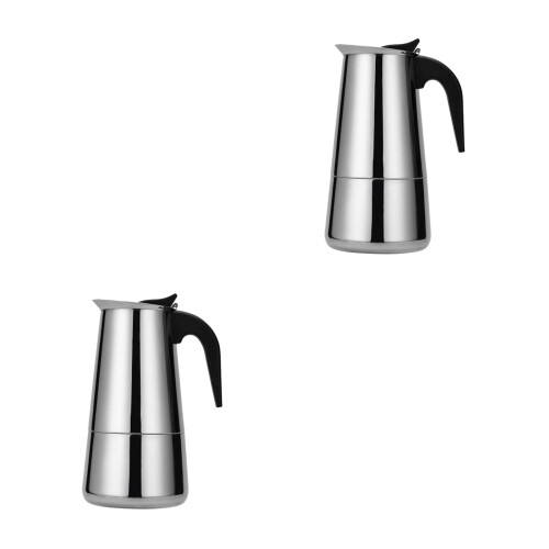 2Pcs Silver Stainless Steel Coffee Maker Pot for Home Coffee