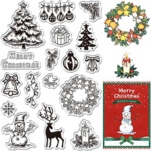 Christmas Silicone Stamps Set: Snowman, Tree, Snowflake, Bell, Star, Sled, Holly, Elk – for Cards, Scrapbooking, Albums (Compatible with All