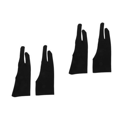 6Pcs Practical Black Two-Finger Painting Gloves for Digital Drawing