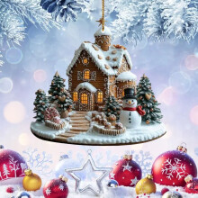 Weihnachtliche Tischdekoration: Schneemann & Lebkuchenhaus, 17 x 20 cm, Weihnachtsdekoration für den Innenbereich, passend für Zuhause und die