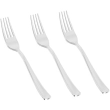 50PCS Silver Plastic Forks, Solid, Durable and Heavy Duty Disposable Silverware Forks, Perfect Plastic Utensils for Party, Wedding and Daily Use