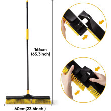 24" Heavy-Duty Push Broom – 65.3" Long Handle Stiff Bristles Commercial Combo
