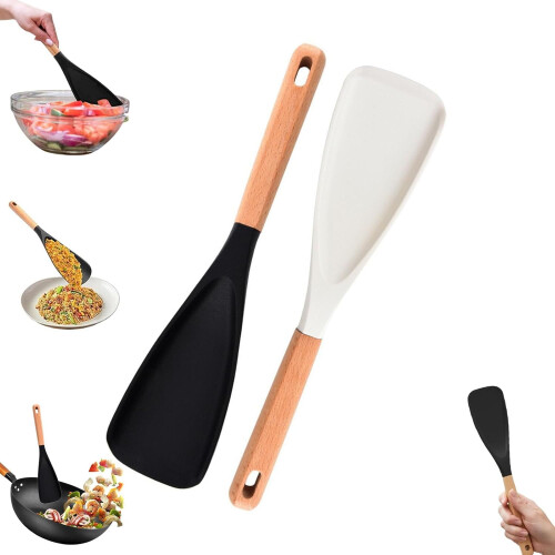 Szilikon spatula cédrus kőris mintával, hőálló, 1 darab
