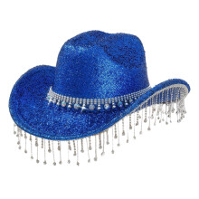 Καπέλο Western Cowboy με κρόσσια από στρας, Unisex