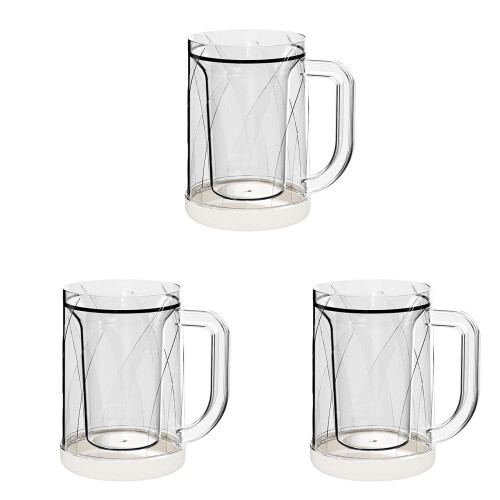 Frozen Beer Mugs Double-Layered 16 oz Clear Plastic