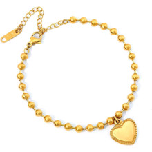 Heart Beaded Bracelet 18K Gold Plated Women