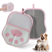 Pet Hair Removal Gloves, Electrostatic Grooming & Deshedding Gloves for Dogs & Cats, Washable 2-in-1 Brush Alternative,Pink