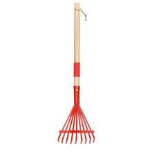 28" Kids Garden Rake with Hardwood Handle, Lightweight Child-Size Leaf Rake & Tool Set, Blue Head Outdoor Toy for Ages 3-12