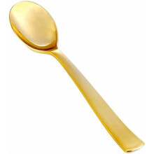 50Pcs Gold Plastic Spoons - Heavy Duty Plastic Spoons - Heavyweight Gold Disposable Silverware for Party & Dinners & Wedding