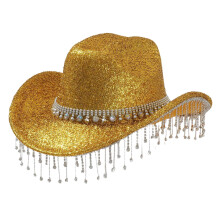 Western Cowboyhatt med strassfransar, Unisex