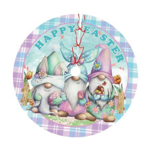 Easter Tree Skirt Bunny Eggs, Happy Easter Rabbit Gnome Xmas Tree Skirts Mat 36 Inch, Holiday Party Indoor Home Decor