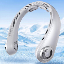 Portable rechargeable personal cooling wearable neck fan, 5 wind speeds, neck support, USB bladeless lightweight fan