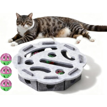 Cat Nail File Enrichment Box, with 3 Bell Balls, Felt Maze Toys for Indoor Self Play,Felt Maze Toys for Indoor Self Play,Scratching and Hunting Fun
