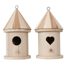 2Pcs Wooden Bird House Birdhouse Weatherproof Nice Bird Nest Designed with Perches for Small Birds