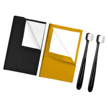 Jewellery Cleaner Kit Multifunctional Keeps Shining Lightweight Professional with 2 Brush Double Sided Use for Rings Bracelet Black and Yellow