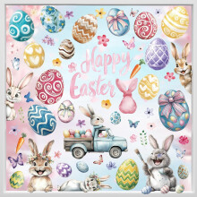 118 PCS Easter Window Clings (9 Sheets) – Bunny, Egg, Carrot & Butterfly Designs, Double-Sided, Compatible with Windows